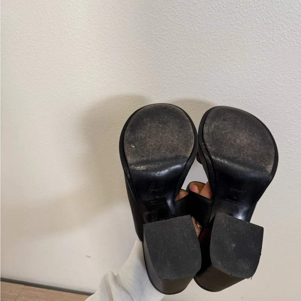 Marsèll Palbo' grained‎ leather black chunky heel sandals women’s Sz 39/9